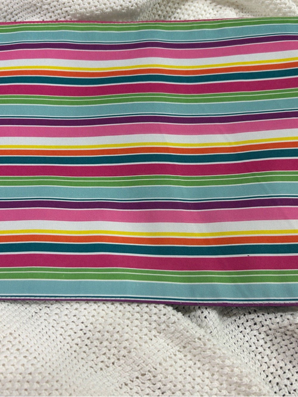 Summer Placemats Indoor Outdoor Patio Parties Bright Stripes Festive Colors SIX - Picture 2 of 6
